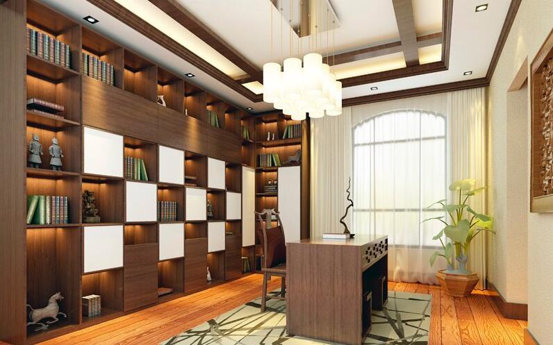 全鋁書柜-02（風格：中式；顏色：胡桃木暖白）